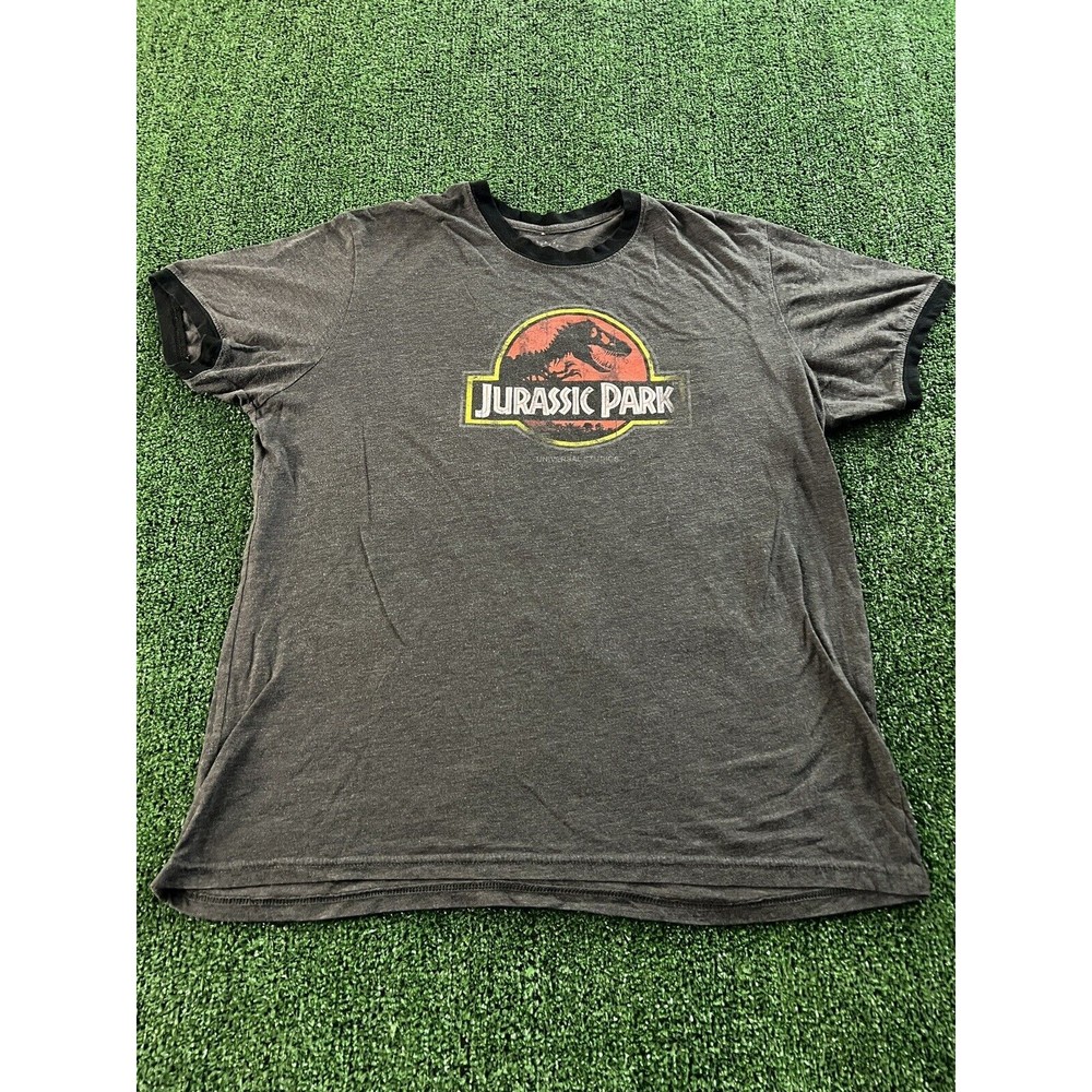 Universal Studios Jurassic Park 2XL Ringer Tee Dark Gray